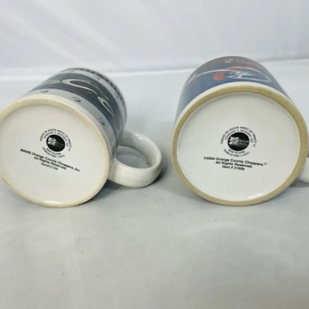 Set Of 2 2004 2005 Orange County Choppers Mug Cup Ceramic Coffee Biker New York
